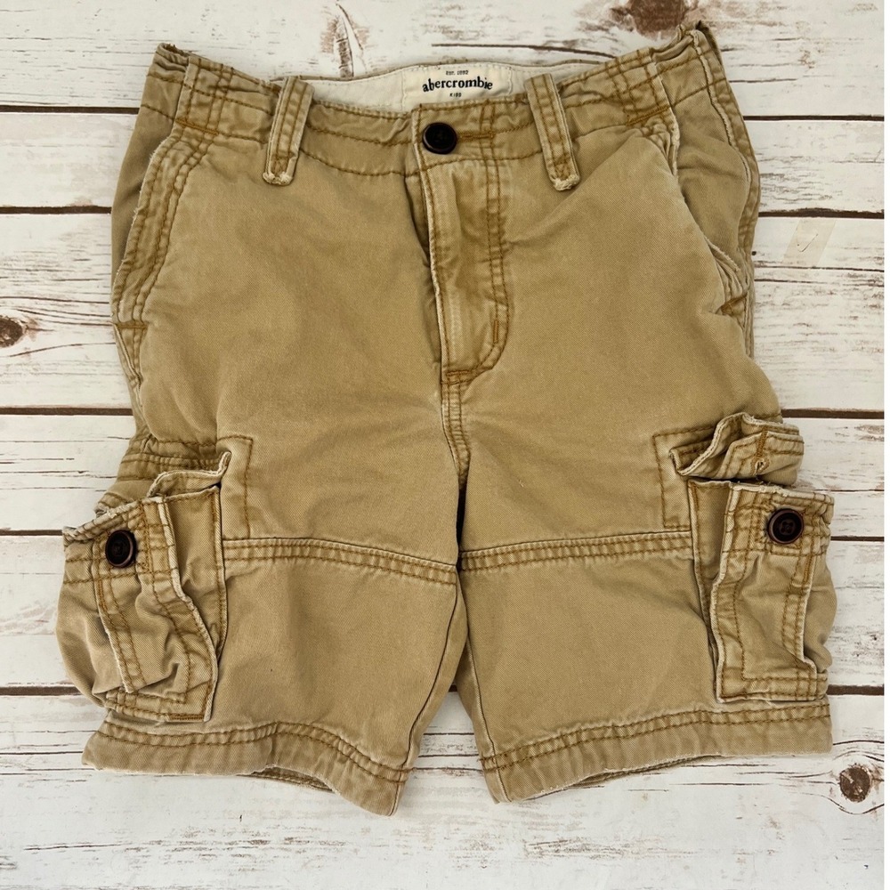 Abercrombie Kids Cargo Shorts Khaki Tan Multi Pocket Cotton Twill Size 8